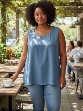 LAURA  plus size  Blue Sleeveless Scoop Neck Top size 18